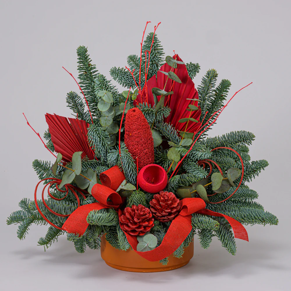Grabstrauß Nobilis mit Akzenten in rot und Natur - Image 2
