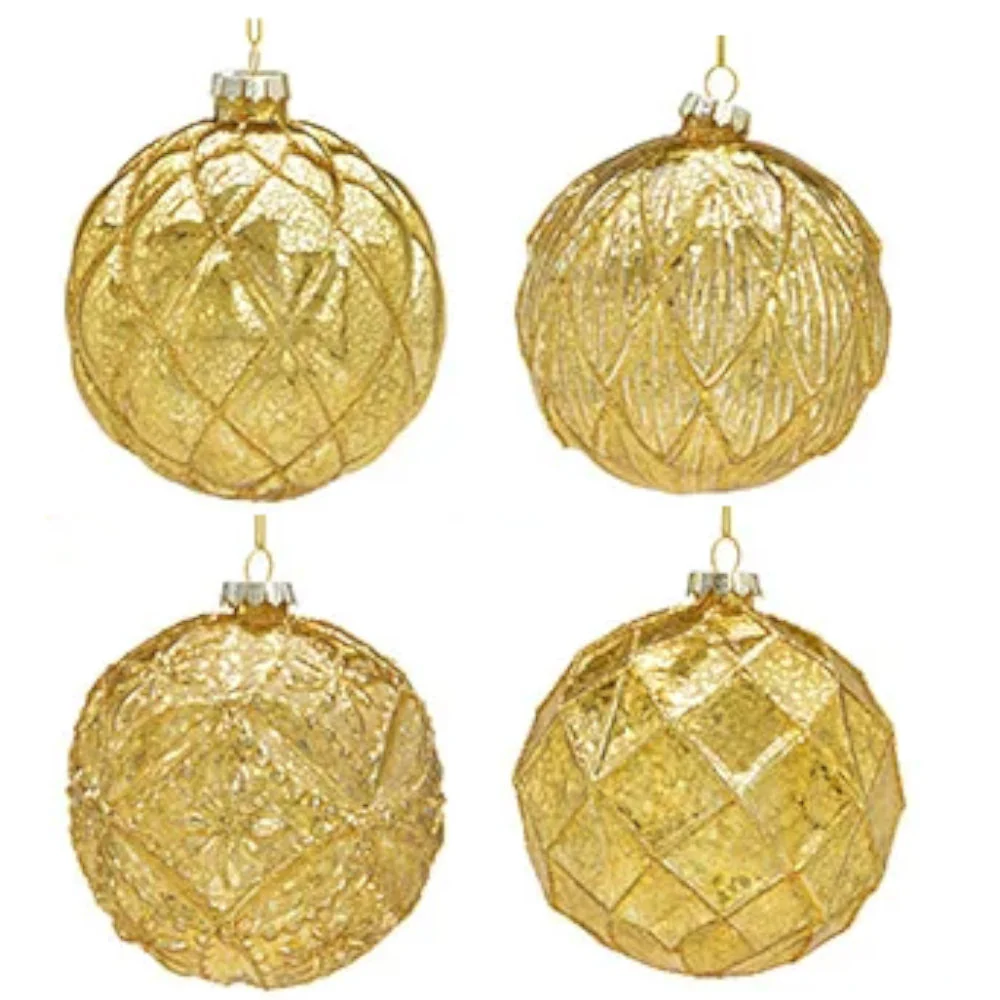 Weihnachtskugel aus Glas Gold 3D-Muster 10 cm 8er Set