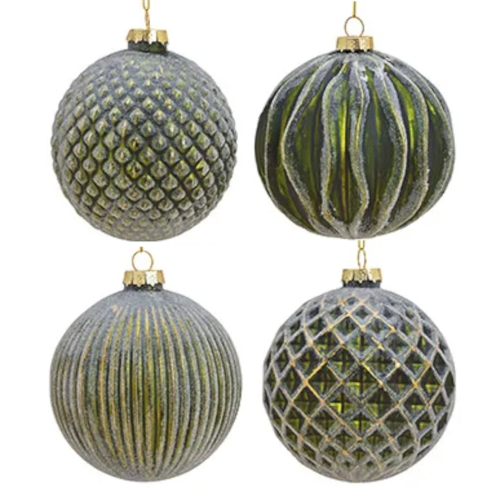 Weihnachtskugel aus Glas Grün Gold 10 cm 8er Set