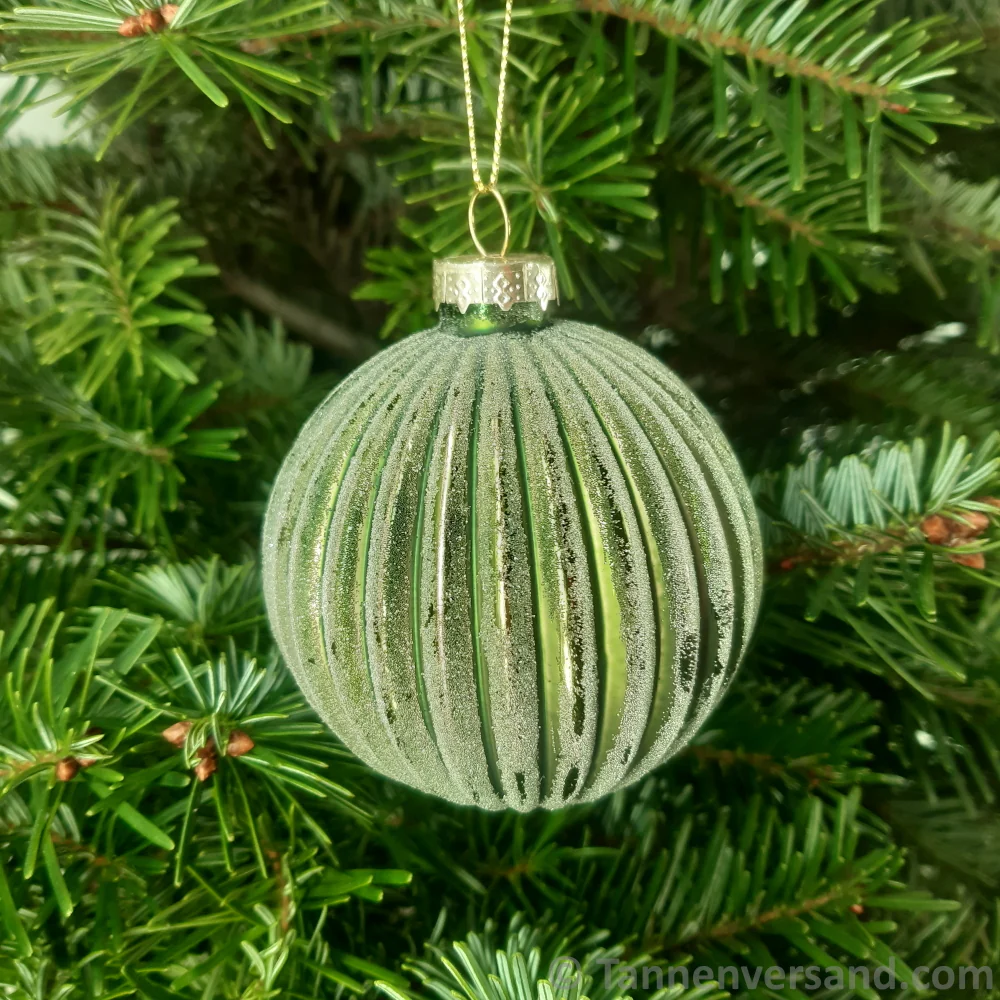 Weihnachtskugel aus Glas Grün Gold 8 cm 12er Set - Image 7