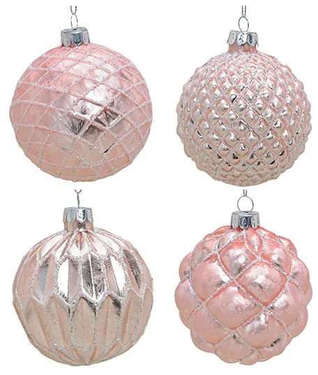 Weihnachtskugel aus Glas Pink Silber 6 cm 12er Set
