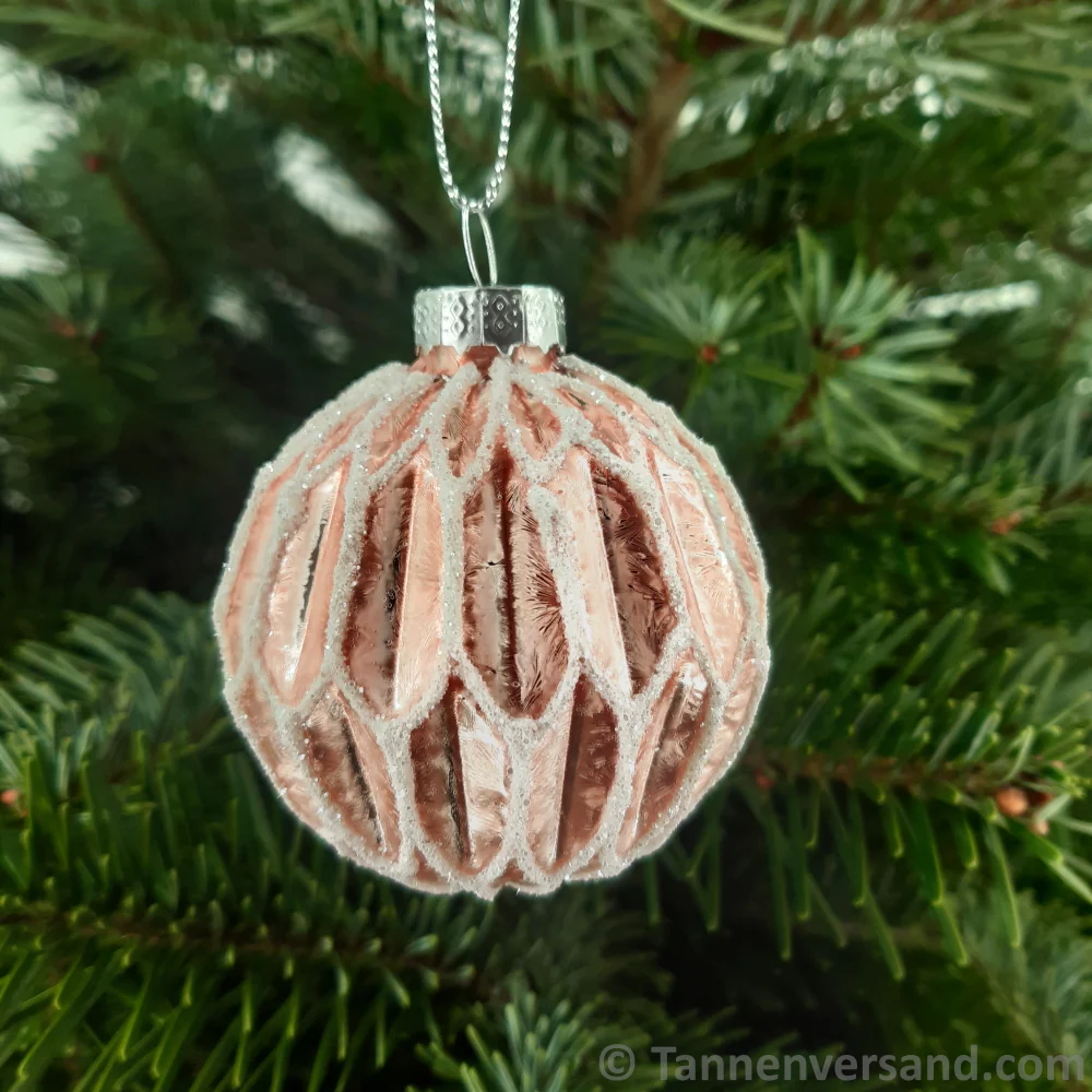 Weihnachtskugel aus Glas Pink Silber 6 cm 12er Set - Image 4