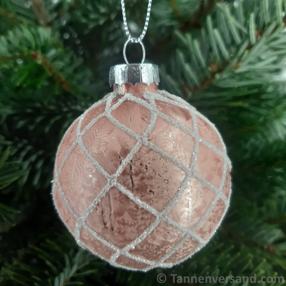 Weihnachtskugel aus Glas Pink Silber 6 cm 12er Set - Image 5