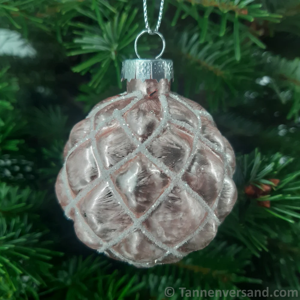 Weihnachtskugel aus Glas Pink Silber 6 cm 12er Set - Image 6