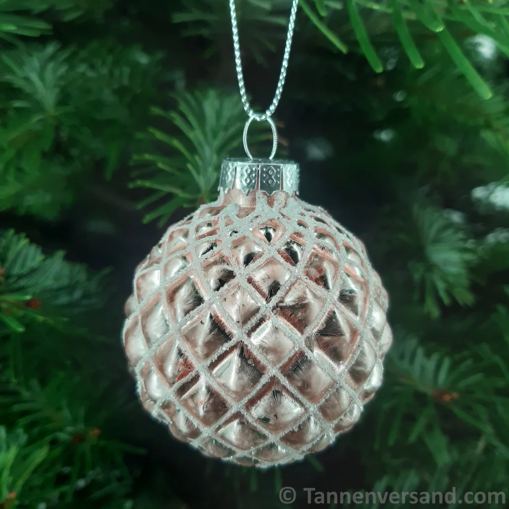 Weihnachtskugel aus Glas Pink Silber 6 cm 12er Set - Image 7