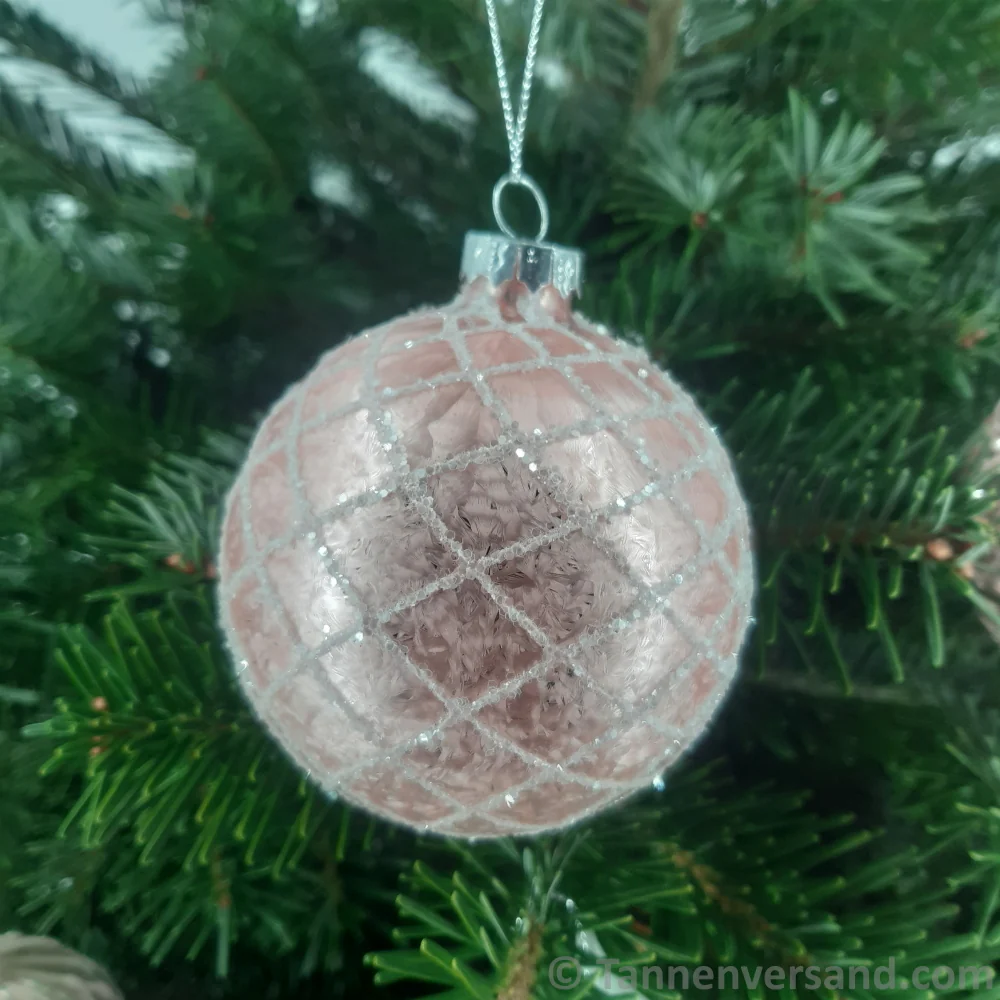 Weihnachtskugel aus Glas Pink Silber 8 cm 12er Set - Image 4