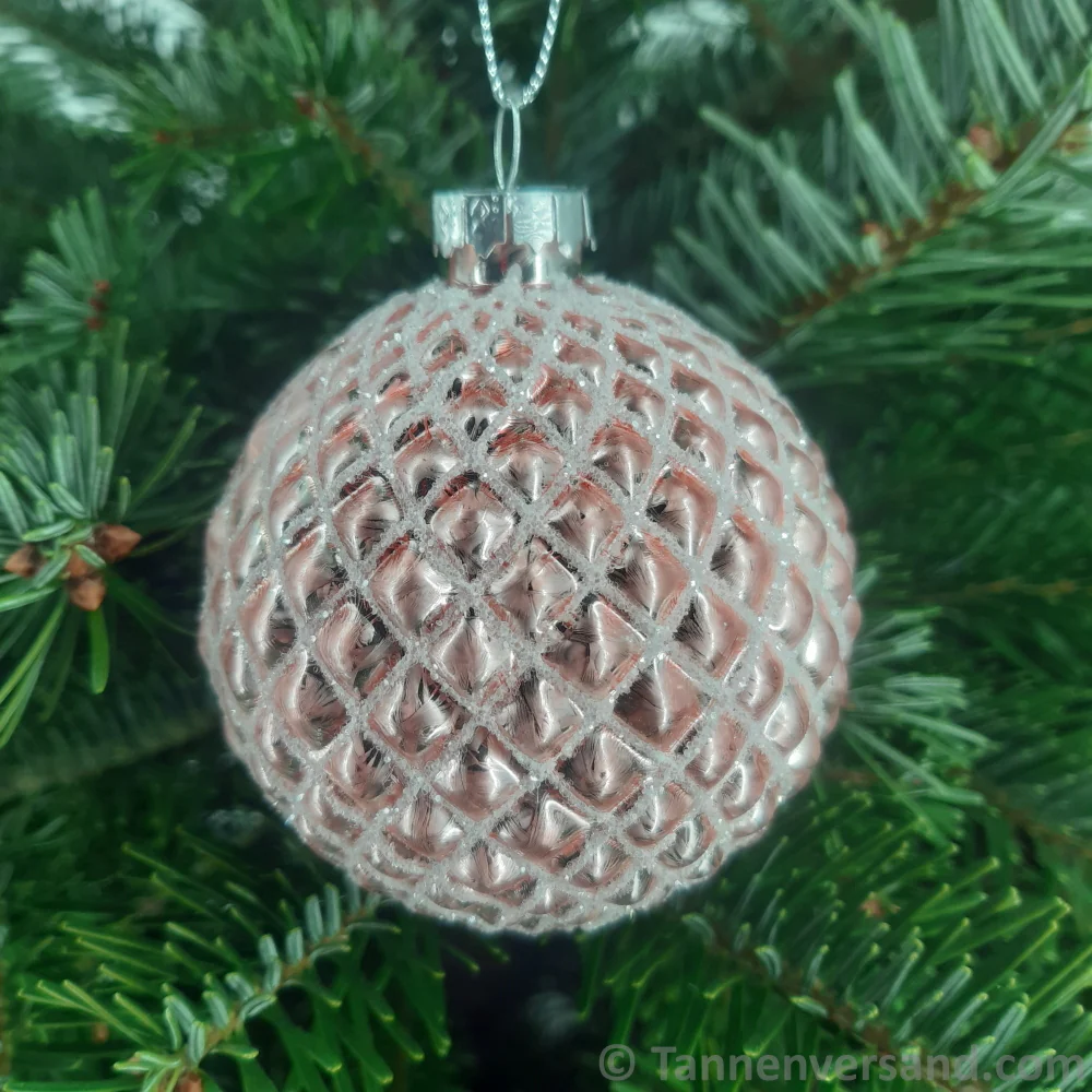 Weihnachtskugel aus Glas Pink Silber 8 cm 12er Set - Image 5