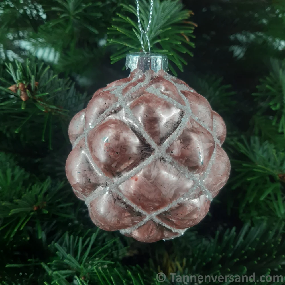 Weihnachtskugel aus Glas Pink Silber 8 cm 12er Set - Image 7
