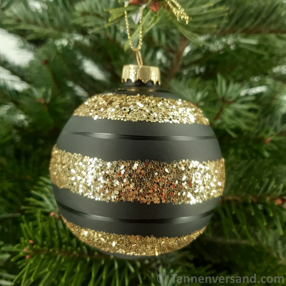 Weihnachtskugel aus Glas Schwarz Gold 8 cm 12er Set - Image 4
