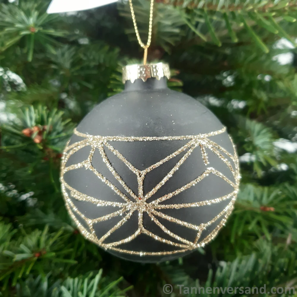Weihnachtskugel aus Glas Schwarz Gold 8 cm 12er Set - Image 7