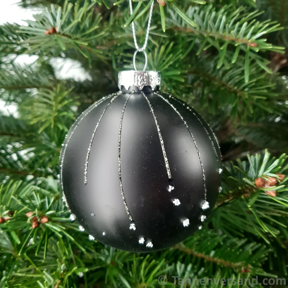 Weihnachtskugel aus Glas Schwarz Gold Motiv 8 cm 12er Set - Image 5