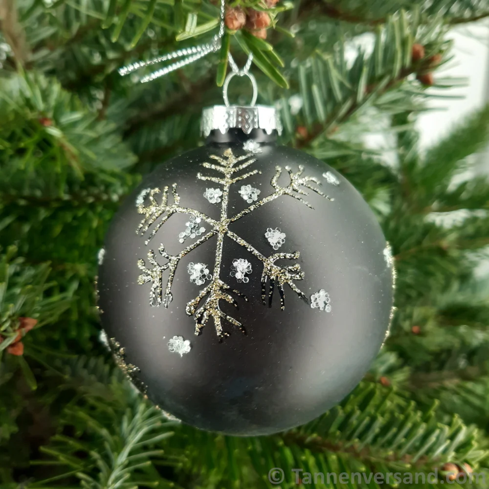 Weihnachtskugel aus Glas Schwarz Gold Motiv 8 cm 12er Set - Image 6