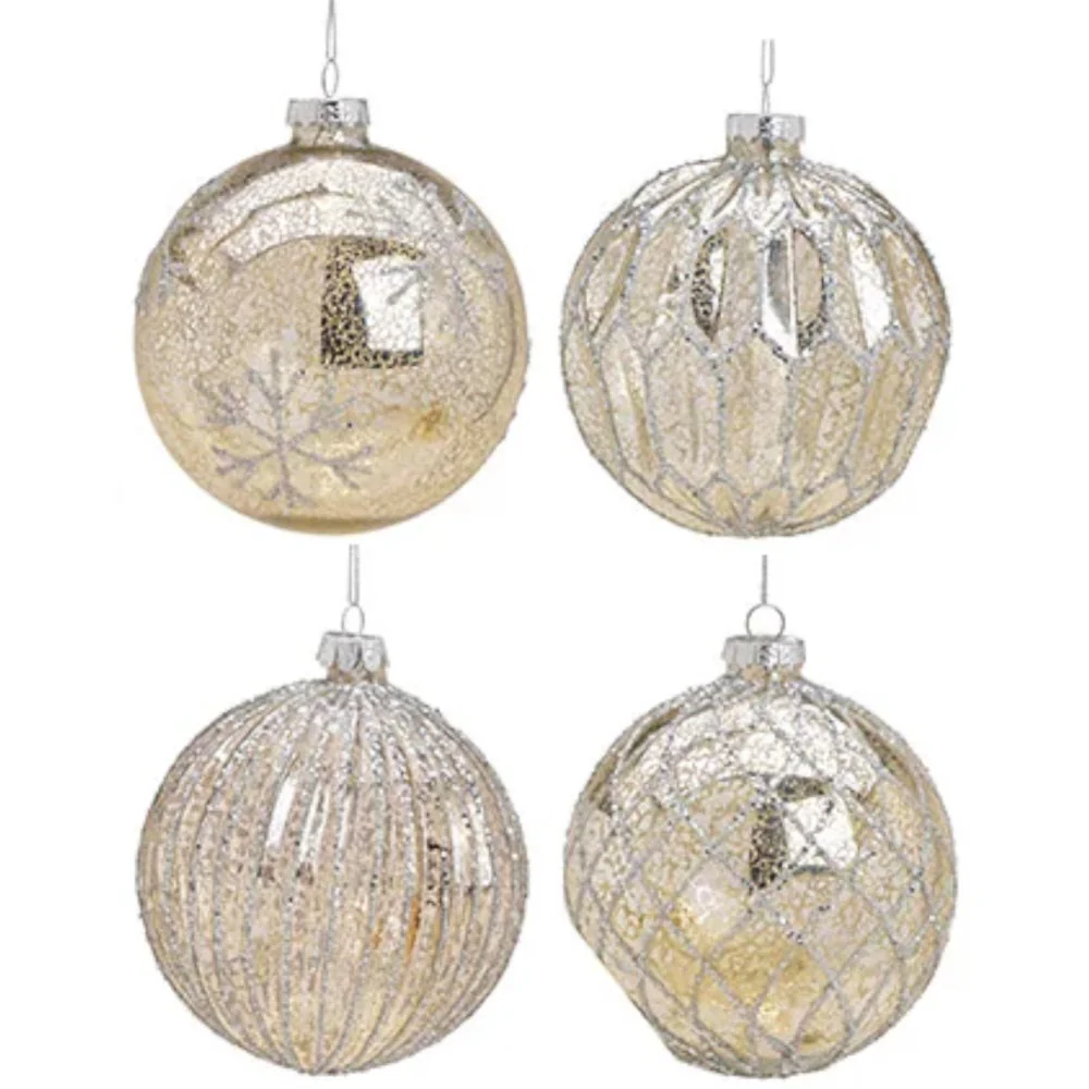 Weihnachtskugel aus Glas Silber 10 cm 8er Set