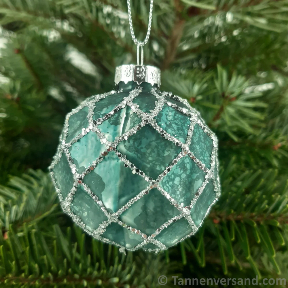 Weihnachtskugel aus Glas Türkis Silber 6 cm 12er Set - Image 4