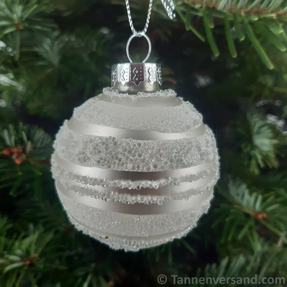 Weihnachtskugel aus Glas Weiß Silber 6 cm 12er Set - Image 4