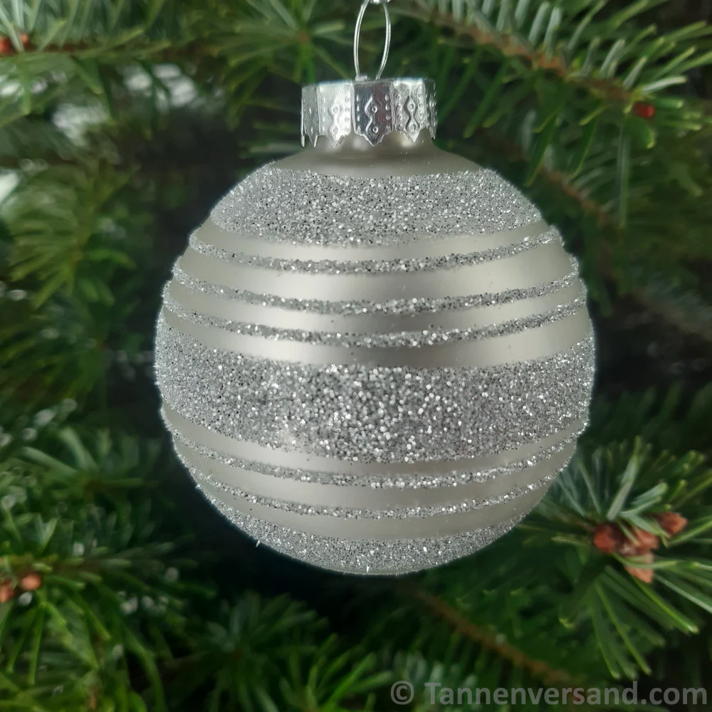 Weihnachtskugel aus Glas Weiß Silber 6 cm 12er Set - Image 7