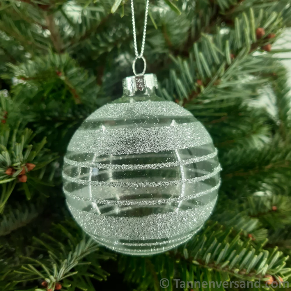 Weihnachtskugel aus Glas Weiß Silber 8 cm 12er Set - Image 4