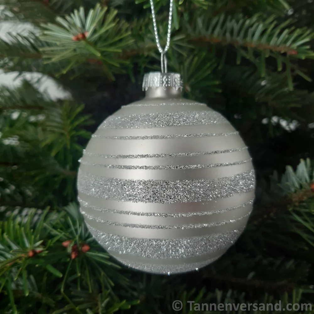 Weihnachtskugel aus Glas Weiß Silber 8 cm 12er Set - Image 5