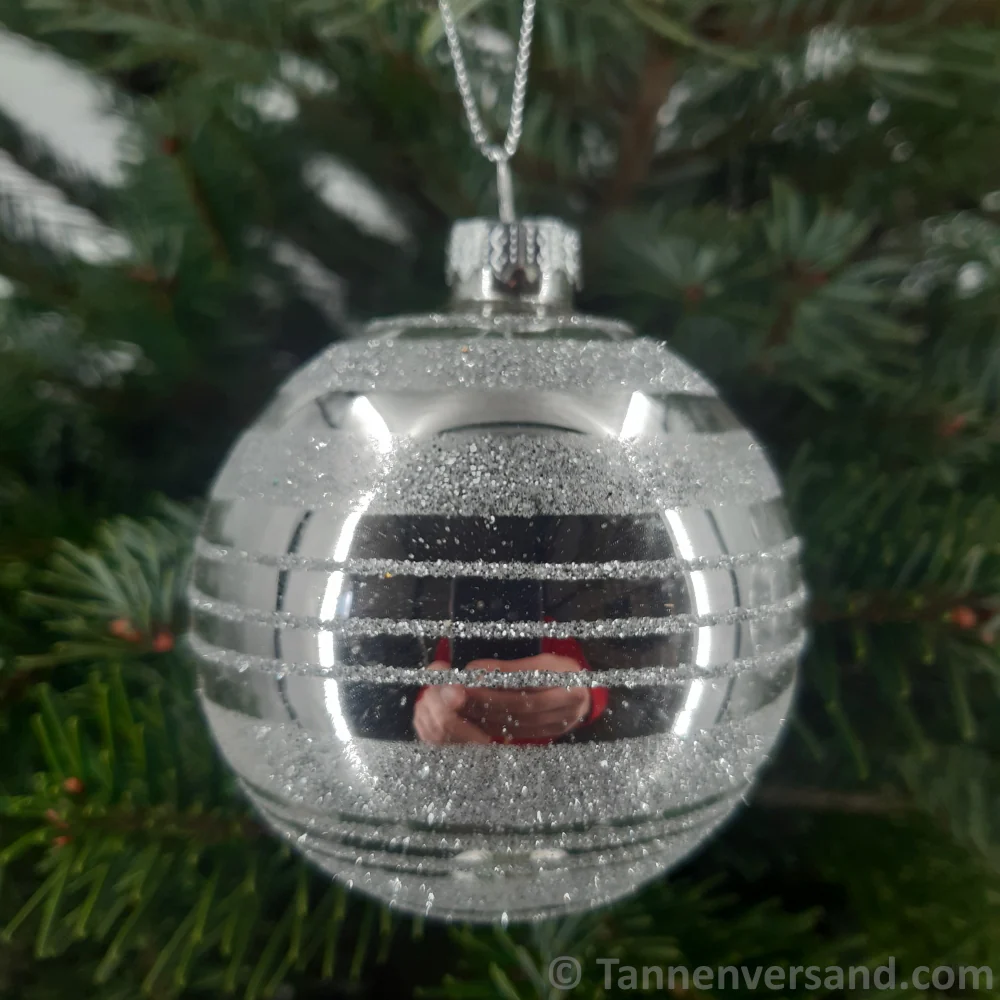 Weihnachtskugel aus Glas Weiß Silber 8 cm 12er Set - Image 6