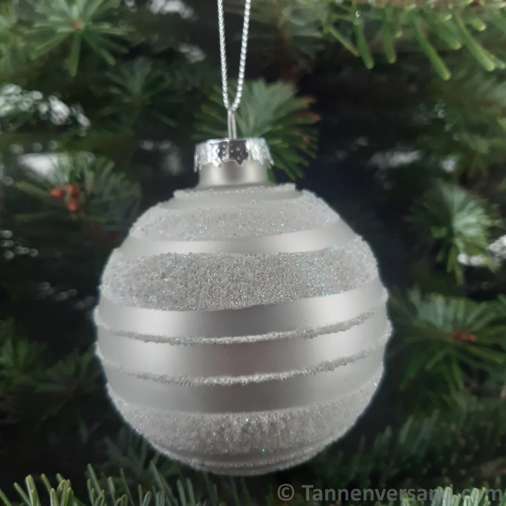 Weihnachtskugel aus Glas Weiß Silber 8 cm 12er Set - Image 7